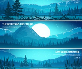 Nature landscape banners template vectors material 02
