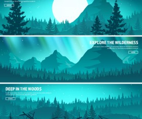 Nature landscape banners template vectors material 03