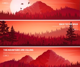 Nature landscape banners template vectors material 04