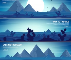 Nature landscape banners template vectors material 05