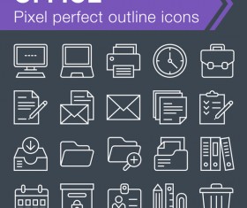 Office outline icons set