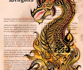 Old paper background with dragon ancient vector 01