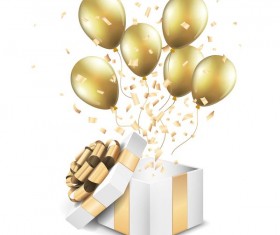 Open golden giftbox with balloon vector