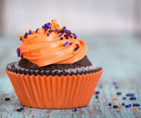 Orange Ice Cream Chocolate Cake Stock Photo