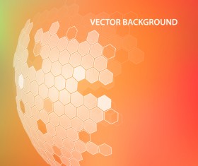 Orange background with hexagonal spherical vector