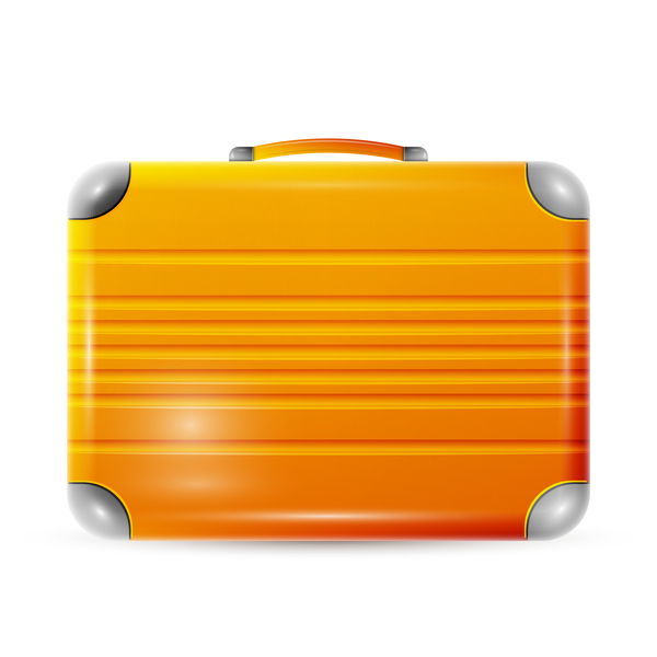 Orange polycarbonate suitcase vector