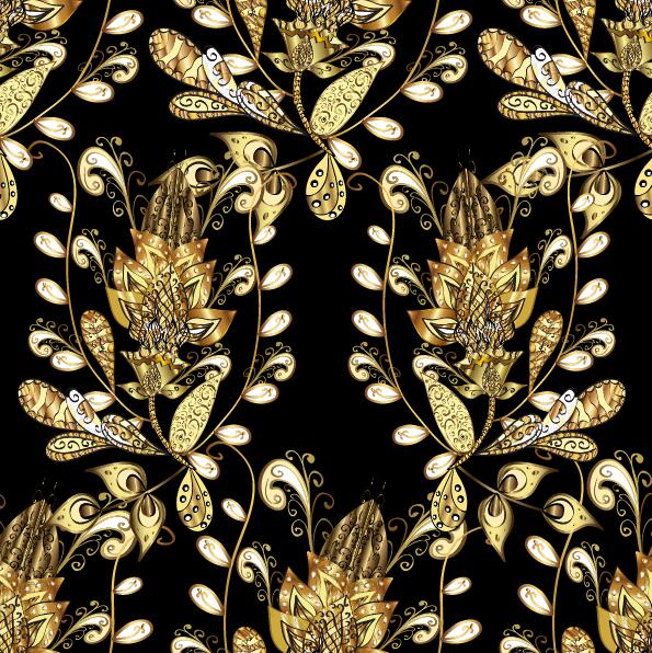 Ornaments golden luxury design vectors 06