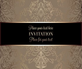 Ornate floral invitation card with luxury background vector 01