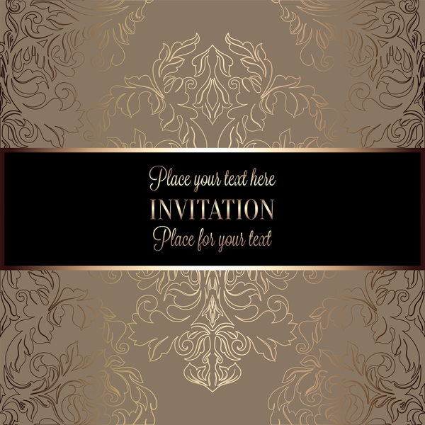 Ornate floral invitation card with luxury background vector 01