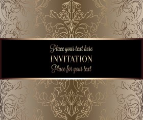 Ornate floral invitation card with luxury background vector 02