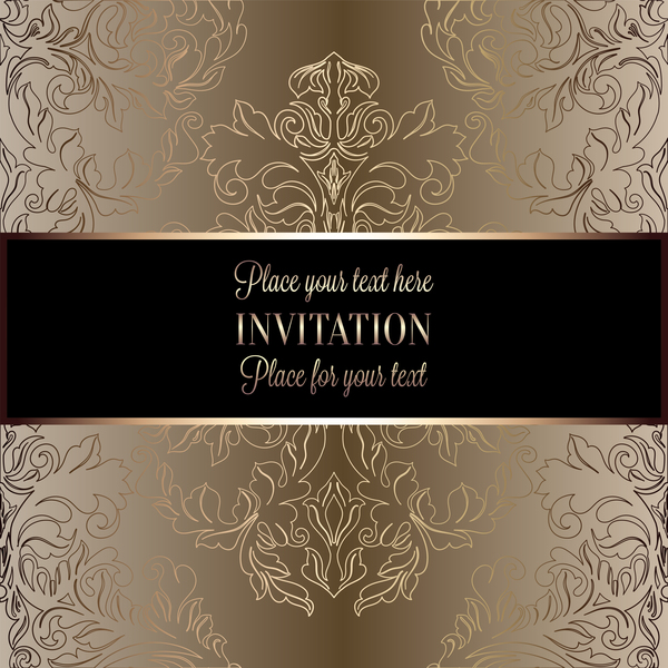 Ornate floral invitation card with luxury background vector 02