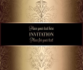 Ornate floral invitation card with luxury background vector 03