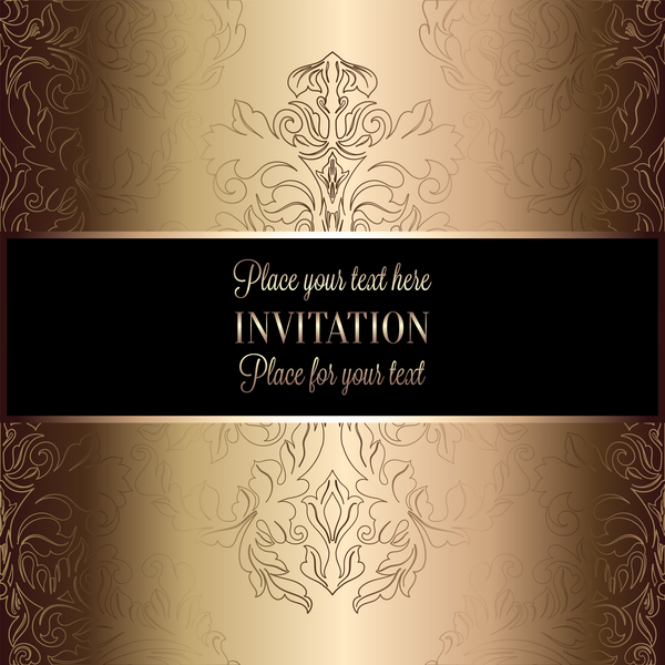 Ornate floral invitation card with luxury background vector 03