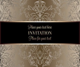 Ornate floral invitation card with luxury background vector 04