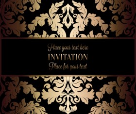 Ornate floral invitation card with luxury background vector 05