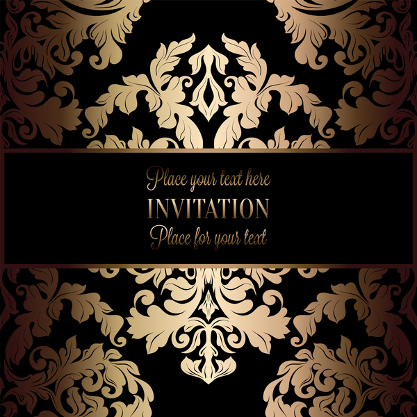 Ornate floral invitation card with luxury background vector 05