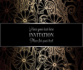 Ornate floral invitation card with luxury background vector 06