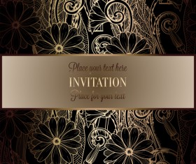 Ornate floral invitation card with luxury background vector 07