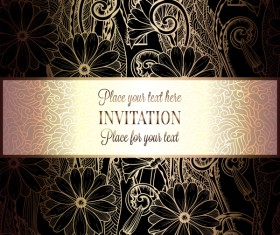 Ornate floral invitation card with luxury background vector 08