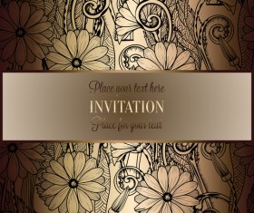 Ornate floral invitation card with luxury background vector 09