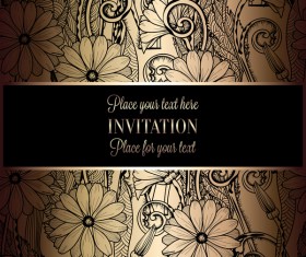 Ornate floral invitation card with luxury background vector 10