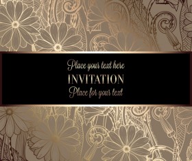 Ornate floral invitation card with luxury background vector 11