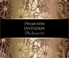 Ornate floral invitation card with luxury background vector 12