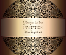 Ornate floral invitation card with luxury background vector 13