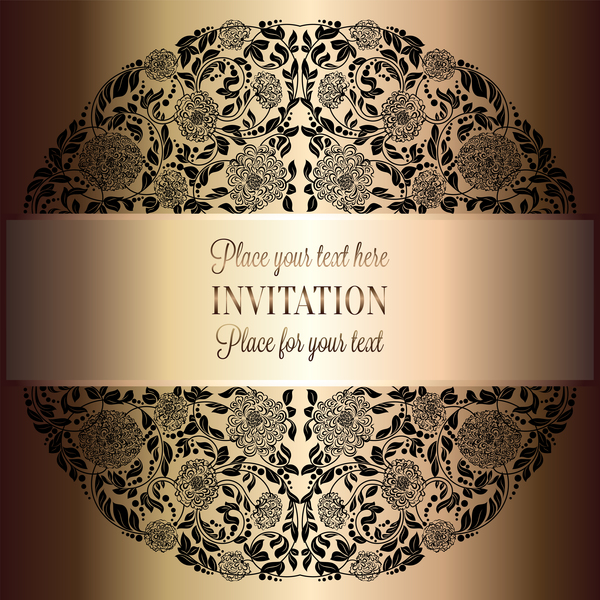 Ornate floral invitation card with luxury background vector 13