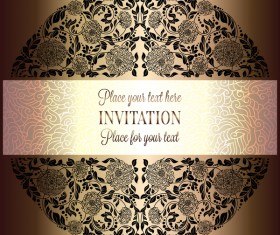 Ornate floral invitation card with luxury background vector 14