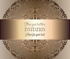 Ornate floral invitation card with luxury background vector 15