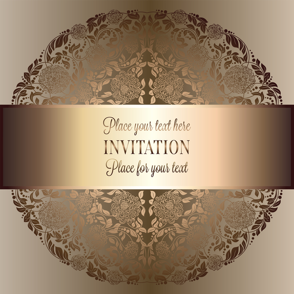 Ornate floral invitation card with luxury background vector 15