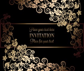 Ornate floral invitation card with luxury background vector 17