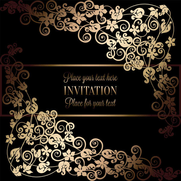 Ornate floral invitation card with luxury background vector 17