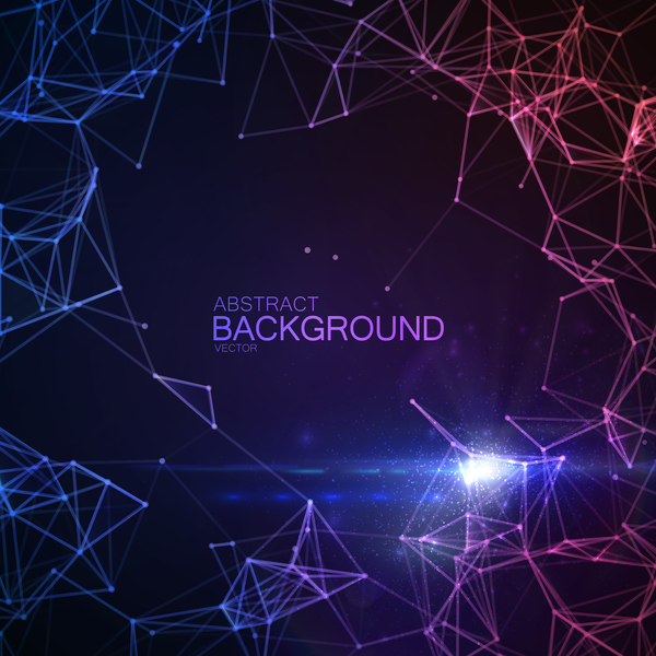Particles and lines with dark color background vector 04