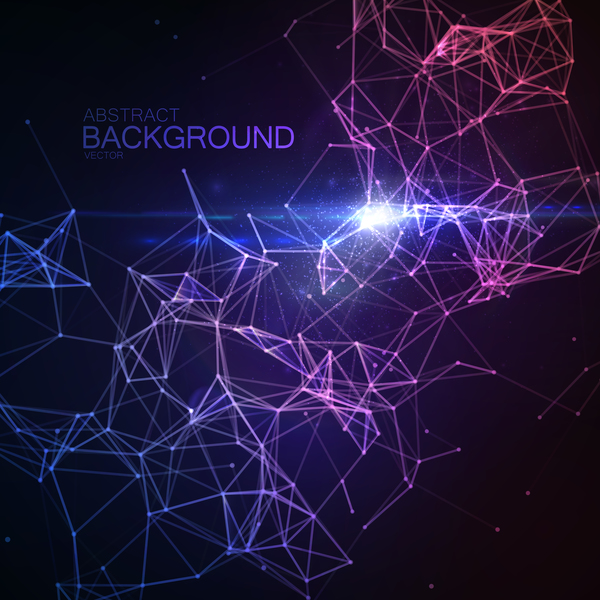 Particles and lines with dark color background vector 06