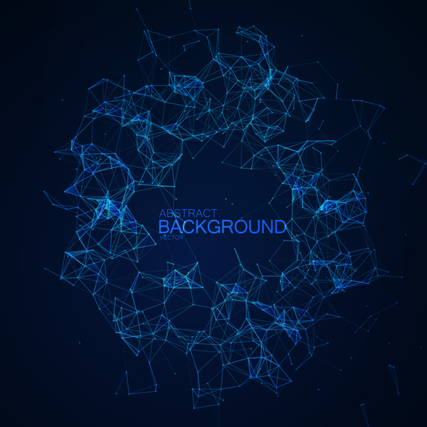 Particles and lines with dark color background vector 08