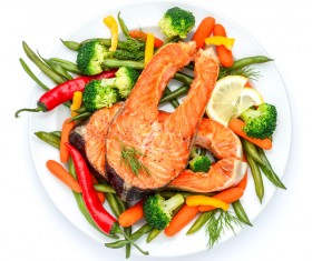 Pepper lemon with grilled salmon Stock Photo 01