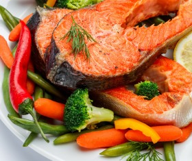 Pepper lemon with grilled salmon Stock Photo 02