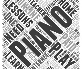 Piano play word cloud concept background vector