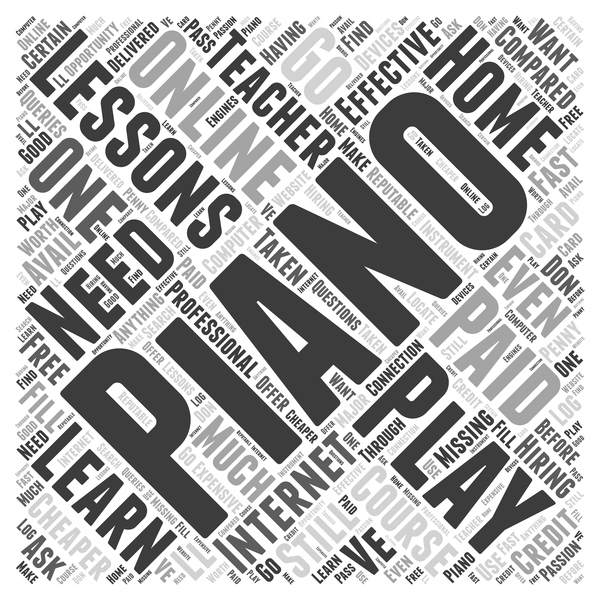 Piano play word cloud concept background vector