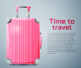 Pink Trolley case with travel background vector