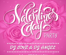 Pink valentine day background with romantic heart vector 03