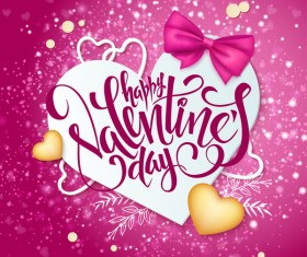 Pink valentine day background with romantic heart vector 04
