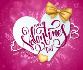 Pink valentine day background with romantic heart vector 05