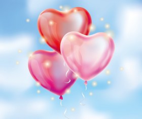 Red heart balloon with pink background vector free download