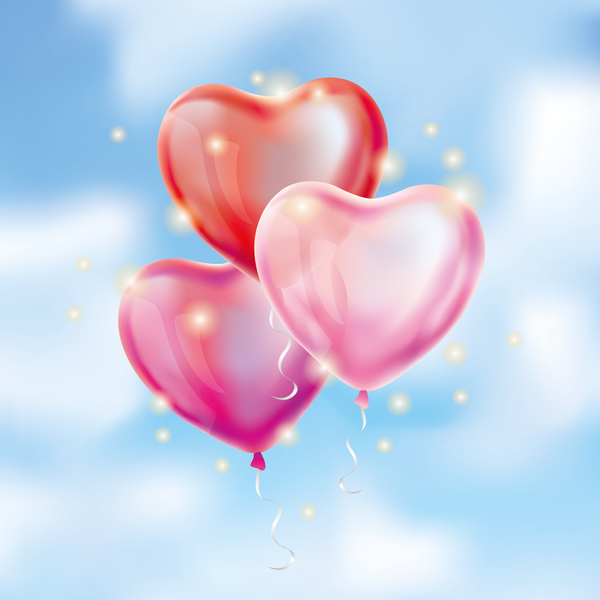 Pink with red heart balloon background vectors