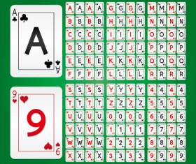 Playing card alphabet with numbers vector