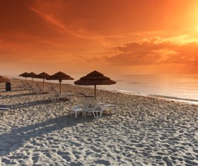 Pretty beach at sunset Stock Photo