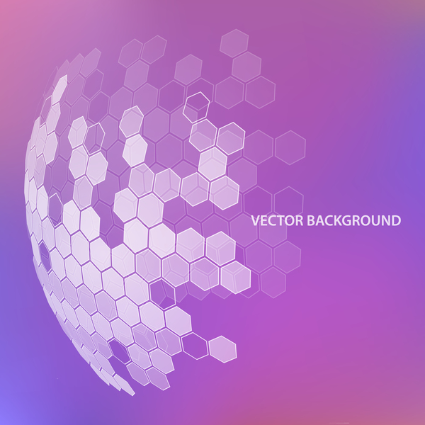 Purple background with hexagonal spherical vector 01